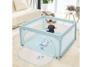 0794094557815 - Baby Laufstall mit 50 Spielbaellen 120x120cm Krabbelgitter für Kleinkinder & Saeulinge stabiler Laufgitterzelt mit atmungsaktivem Netz Reisebett