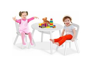 0794094558133 - Goplus - Kindersitzgruppe mit 1 Holztisch und 2 Stühlen Kindertisch mit Netztasche Sitzgruppe für Kleinkinder & Maedchen & Jungs Kindermoebel-Set