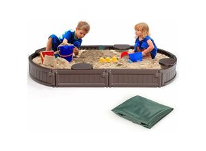 0794094558324 - Sandbox mit Wasserdichter Abdeckung Outdoor-Sandkiste mit 4 Sitzen für Kinder ab 3 Jahre HDPE-Sandkasten mit Oxford-Unterlage für Garten Terrasse