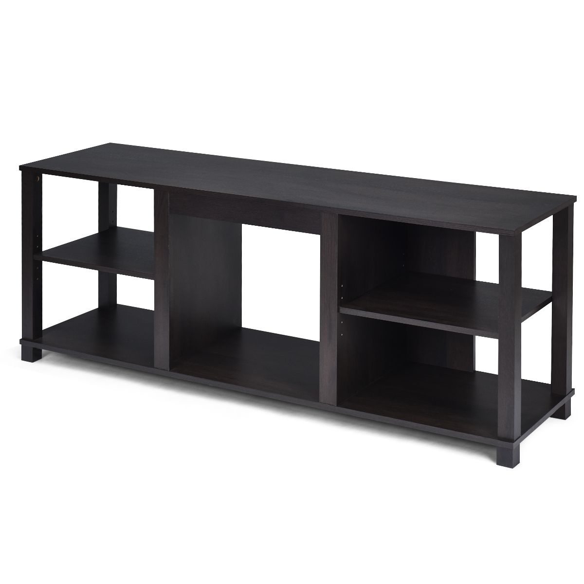 0794094564776 - Costway 2-stufiger Kamin TV-Ständer Multifunktionsschrank aus Holz TV-Schrank 150 x 40 x 58 cm schwarz