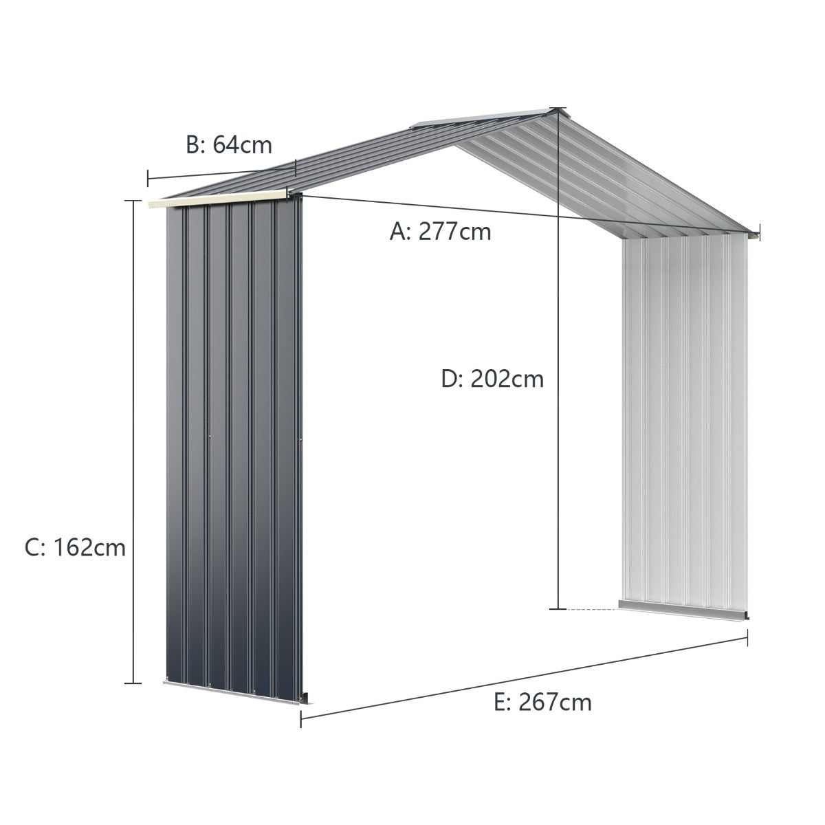 0794094564851 - -uitbreiding ingesteld voor metalen schalen buiten uitgebreid 277 x 202 x 64 cm grijs