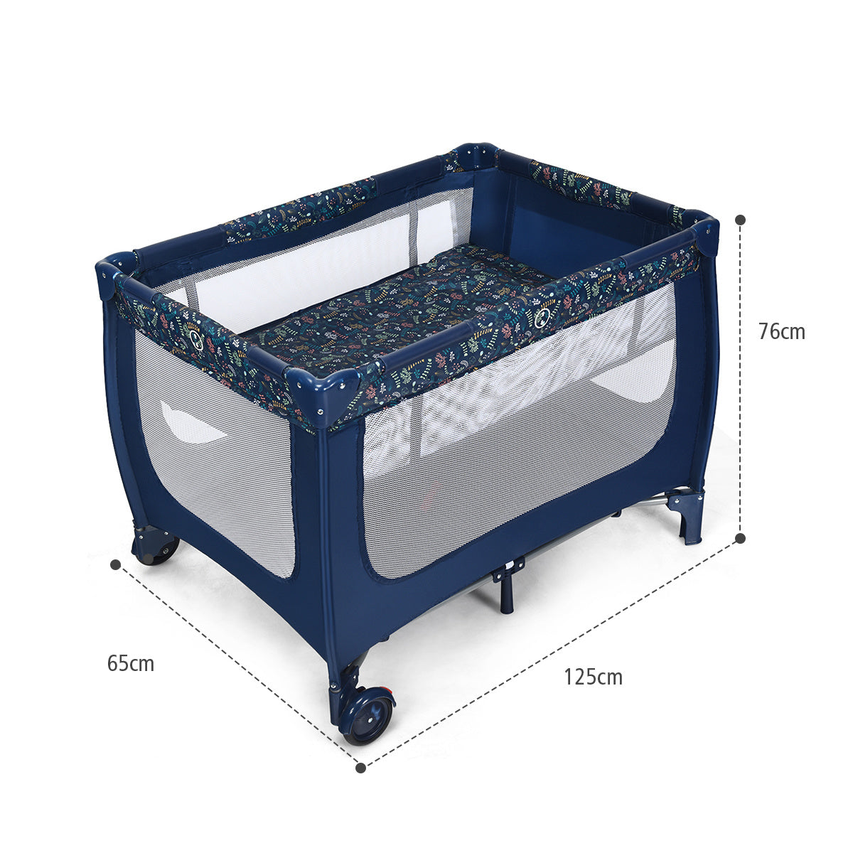 0794094565735 - 2 in 1 Reisebett und Laufstall faltbar Kinderbett 125 x 65 x 76 cm blau