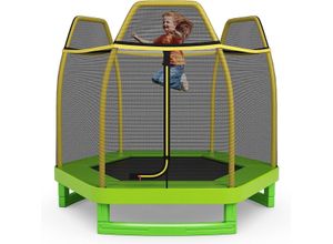 0794094566633 - 223cm Gartentrampolin mit Sicherheitsnetz Trampolin bis 45KG belastbar Indoor- Outdoortrampolin für Kinder ab 3 Jahre Gelb - Costway