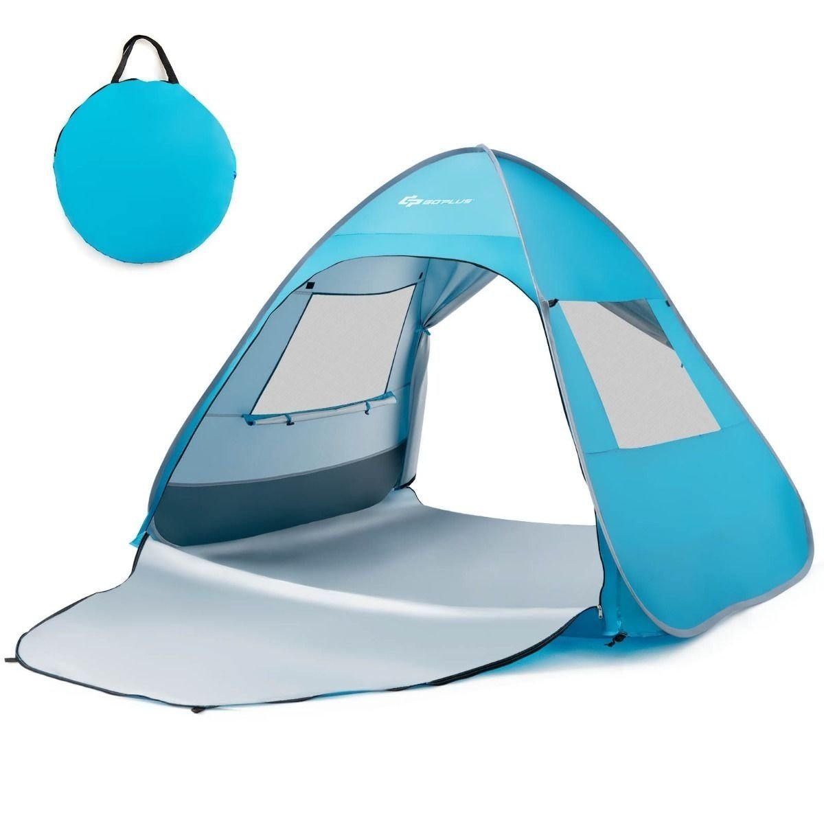 0794094568743 - tragbares Pop-up Strandzelt mit Tragetasche UPF50+ Sonnenschutz für 2-4 Personen blau