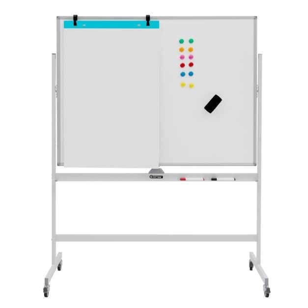 0794094569498 - Costway magnetisches doppelseitiges Whiteboard mit Rollen für das Klassenzimmer im Büro und zu Hause