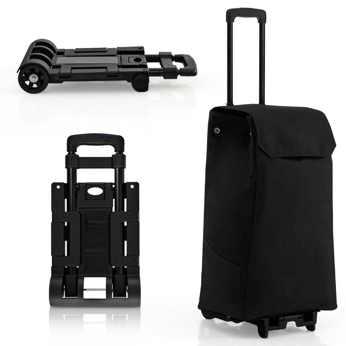 0794094569535 - Costway Einkaufswagen   Trolley - 2in1 - Max 60kg - 38L - Schwarz