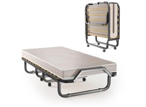 0794094595275 - Goplus - 200x90cm Gästebett mit 10 cm Matratze aus Rückstellschaum Klappbett Einzelbett tragbar mit 4 Universalrädern für Camping Büro Schlafzimmer