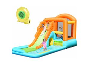 0794094595664 - Hüpfburg mit Wasserrutsche 3 Verschiedene Varianten Aufstellpool aus Oxford-Material mit PVC-Beschichtung Spielburg für Kinder über 3 Jahren (Mit