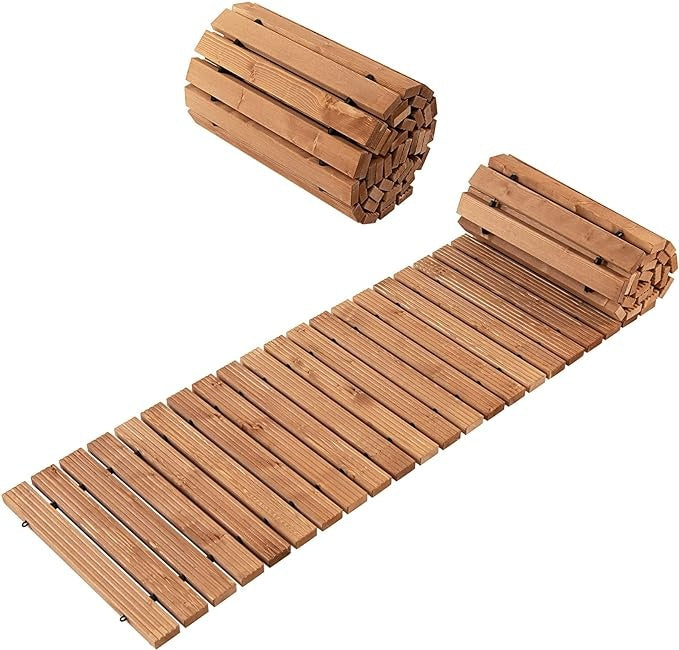 0794094638149 - Garten-HolzWeg 245 x 43 x 2 cm Abrollbares witterungsbeständiges gerades Pflaster im Außenbereich