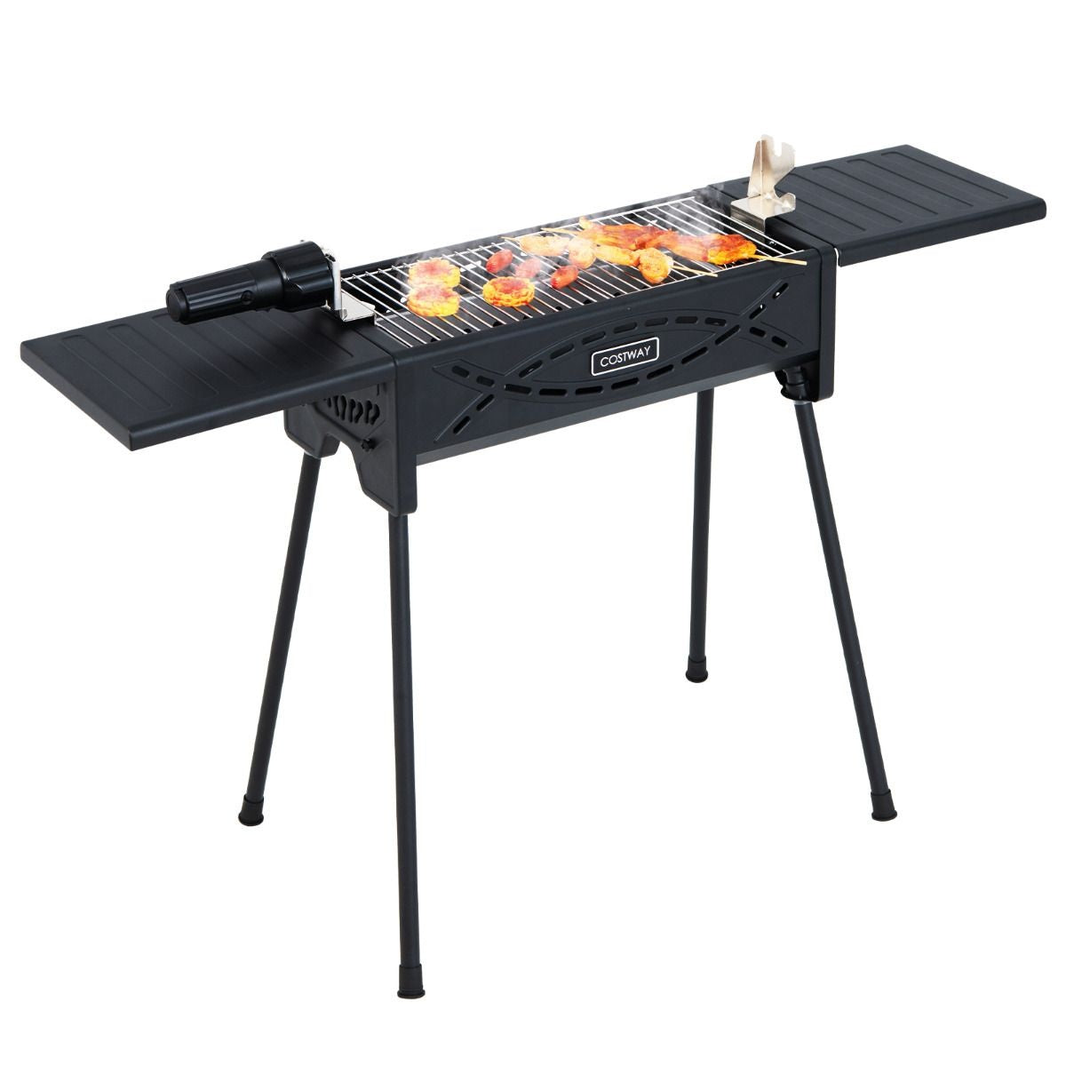 0794094640135 - Holzkohlegrill Outdoor Grill mit elektrischer gabelhoher Holzkohlegrillstation für BBQ 108 x 41 x 75 cm