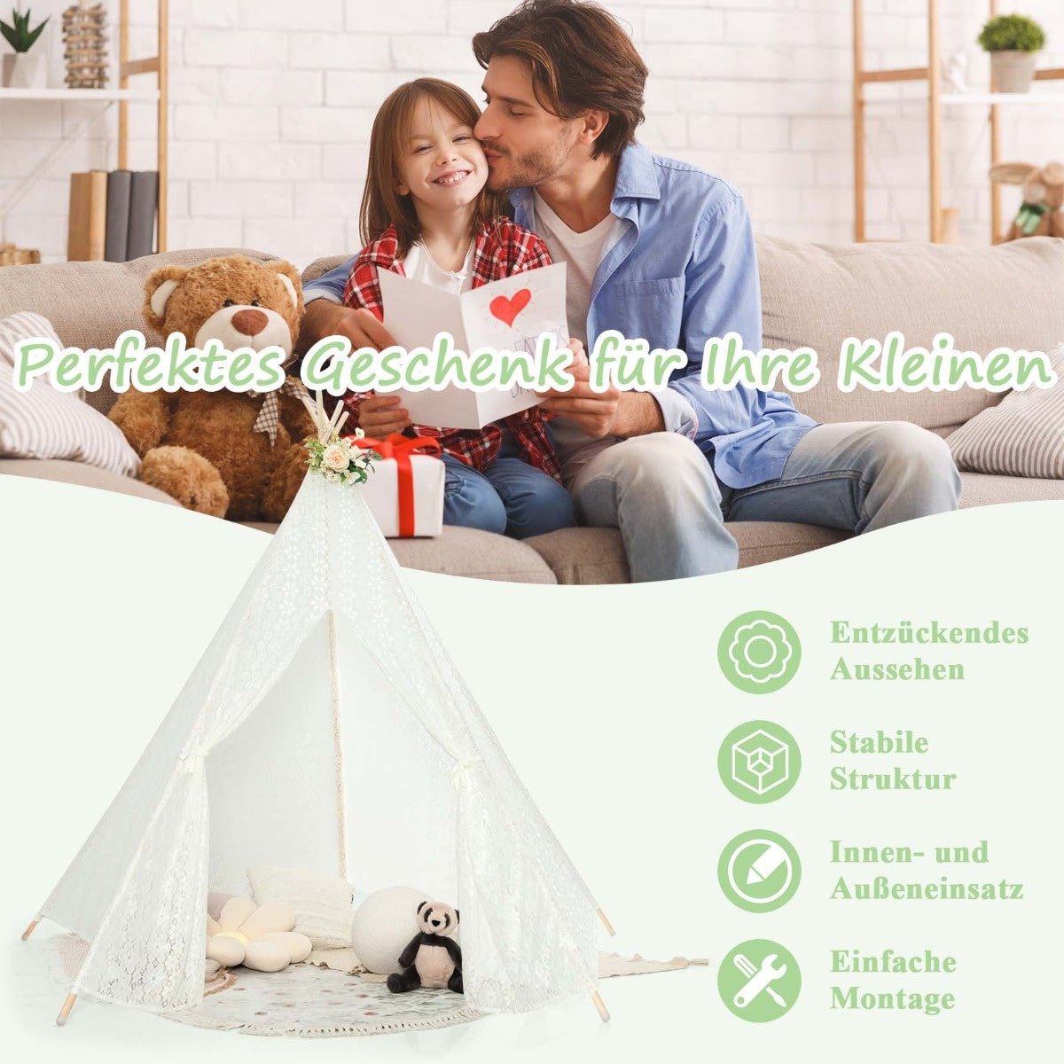 0794094640869 - Transparentes Kinderzelt mit bunten Lichterketten für Kinder und Erwachsene 120 x 120 x 140 cm