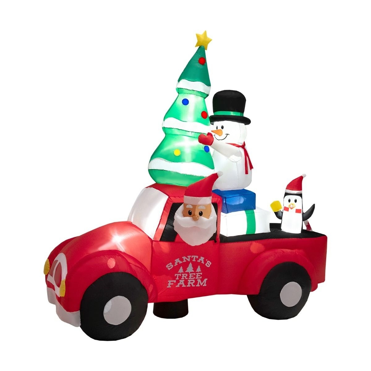 0794094641415 - 220 cm langer aufblasbarer Weihnachtstruck mit Weihnachtsmann Weihnachtsdekoration bunt