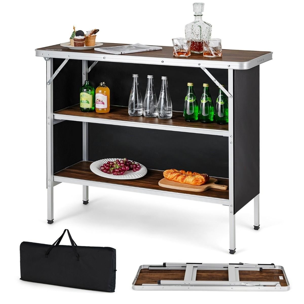 0794094641514 - Coat Faltbarer Campingtisch - inklusive Tragetasche - Leichtgewicht - 110 x 38 x 88 cm - Braun Schwarz