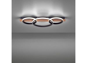 0796288962658 - OihPaw LED Deckenleuchte 36W Modern Dimmbar mit Fernbedienung Wohnzimmerlampe Deckenlampe mit 3 Aluminium Ringe Schwarz