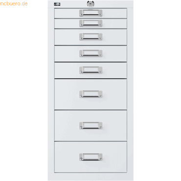 0796376511904 - BISLEY Schubladenschrank verkehrsweiß mit 8 Schubladen 282 x 412 x 590 cm