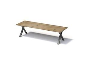 0796376531186 - Fortis Table Regular 3000 x 1000 mm gerade Kante geölte Oberfläche X-Gestell Oberfläche P natürlich   Gestellfarbe 303 blankstahl