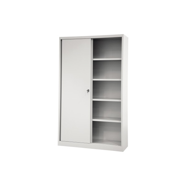 0796376586445 - BISLEY Schiebetürenschrank ECO SD12194S645 lichtgrau 4 Fachböden 1200 x 430 x 1980 cm