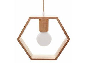 0796391255814 - Goeco - Moderne Pendelleuchte E27 Retro Deckenleuchte Pendelleuchte led Holz Hängeleuchte Sechseck Länge 26CM für Schlafzimmer Restaurant Café Bar