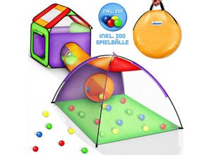 0796856335136 - KIDUKU® Spielzelt + 200 Bälle + Tunnel + Tasche Kinderzelt Bällebad Babyzelt - Mehrfarbig