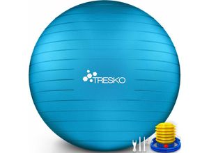 0796856338885 - Tresko - Gymnastikball (Blau 85cm) mit Pumpe Fitnessball Yogaball Sitzball Sportball Pilates Ball Sportball