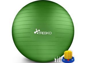 0796856338922 - Tresko - Gymnastikball (Grün 55cm) mit Pumpe Fitnessball Yogaball Sitzball Sportball Pilates Ball Sportball