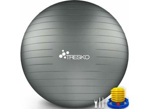 0796856338960 - Tresko - Gymnastikball (Grau 85cm) mit Pumpe Fitnessball Yogaball Sitzball Sportball Pilates Ball Sportball