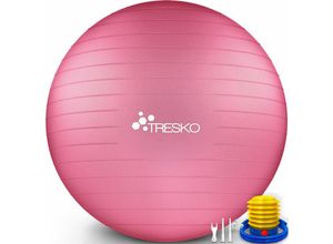 0796856339004 - Tresko - Gymnastikball (Rosa 55cm) mit Pumpe Fitnessball Yogaball Sitzball Sportball Pilates Ball Sportball