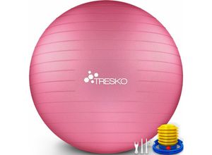 0796856339028 - Tresko - Gymnastikball (Rosa 75cm) mit Pumpe Fitnessball Yogaball Sitzball Sportball Pilates Ball Sportball