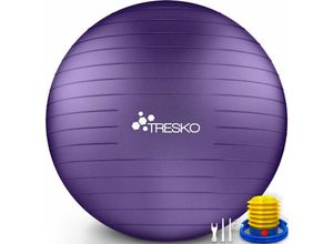 0796856339042 - Tresko - Gymnastikball (Lila 85cm) mit Pumpe Fitnessball Yogaball Sitzball Sportball Pilates Ball Sportball