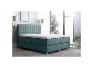 0796961403874 - Fun-möbel - Boxspringbett Schlafzimmerbett Bett baros Stoff Aqua Marine 160x200cm