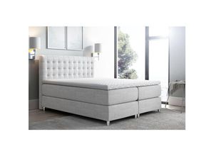 0796961403911 - Fun-möbel - Boxspringbett Schlafzimmerbett Bett baros Stoff Hellgrau 140x200cm