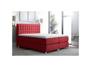 0796961403980 - Fun-möbel - Boxspringbett Schlafzimmerbett Bett baros Stoff Rot 140x200cm