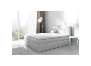 0796961406080 - Fun Moebel - Boxspringbett Schlafzimmerbett parla 140x200cm Kunstleder Weiss