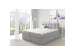 0796961406349 - Fun Moebel - Boxspringbett Schlafzimmerbett oviedo 160x200cm Stoff Hellgrau