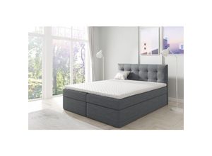 0796961406394 - Fun Moebel - Boxspringbett Schlafzimmerbett oviedo 160x200cm Stoff Dunkelgrau