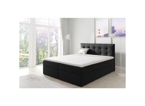 0796961406431 - Fun Moebel - Boxspringbett Schlafzimmerbett oviedo 180x200cm Stoff Schwarz