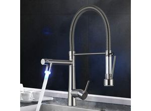 0797334201592 - Suguword - Robinet cuisine led avec douche extensible 2 Fonctions Spray & jet robinet de cuisine Spiral Spring 360 ° rotation froid chaud mitigeur à