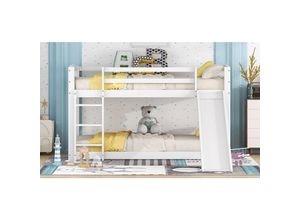 0797387870011 - Dolin Home - Etagenbett für Kinder und Jugendliche Kinderbett mit Rutsche Massivholzstruktur einfach zu montieren 90x200 cm weiß