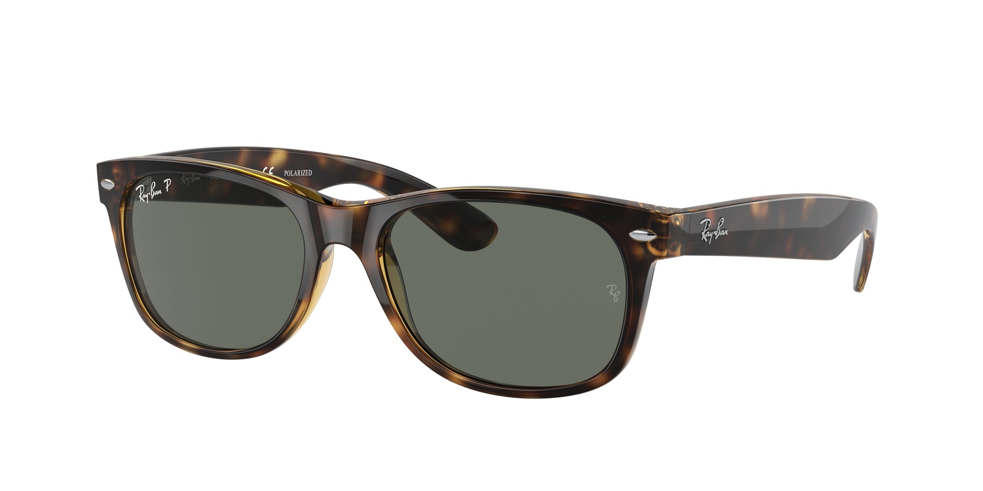 0805289330479 - Unisex RB2132 NEW WAYFARER 902 58 Gläser SONNENBRILLEN Injiziert Schildkröte Grün G15 Quadratisch Polarisiert