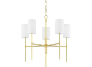 0806134019525 - Hudson Valley Lighting - Olivia 5-flammiger Kronleuchter Messing belgisches Leinen 2700K