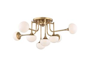 0806134797584 - Hudson Valley Lighting - Fleming 8 Licht Semi-Flush Messing Glas 3000K