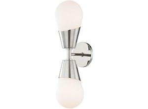 0806134835354 - Hudson Valley Lighting - Cora 2-flammige Wandleuchte Nickel poliert Glas 0806134835354 - Hudson Valley Lighting - Cora 2-flammige Wandleuchte Nickel poliert Glas