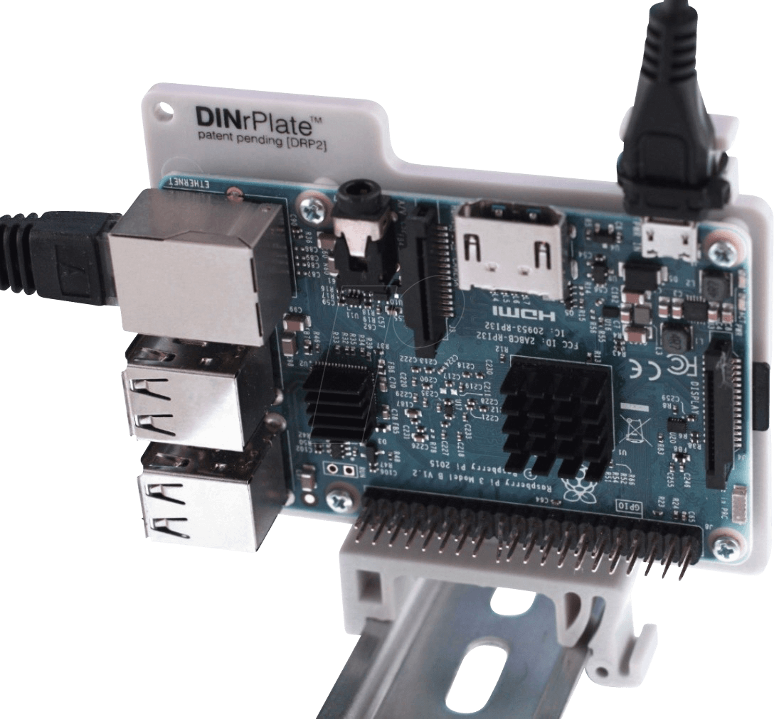 0806802716053 - RPI DINRAIL - Raspberry Pi - Hutschienenhalterung grau