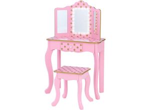 0810014811932 - Teamson Kids - Fantasy Fields Kinder Schminktisch mit Spiegel und Hocker Mit Lichtern Rosa Gold TD-11670LL - Rosa Roségold