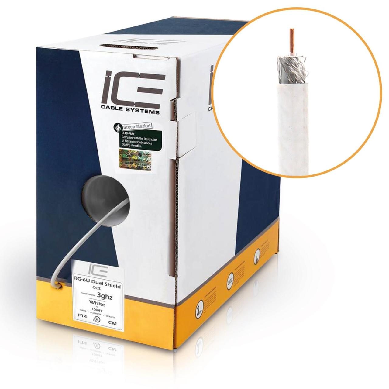 0811885020973 - 0 ICE Cable RG-6 HDTV Serial Digital transluzent weiß 1000ft 305m 0811885020973 - 0 ICE Cable RG-6 HDTV Serial Digital transluzent weiß 1000ft 305m
