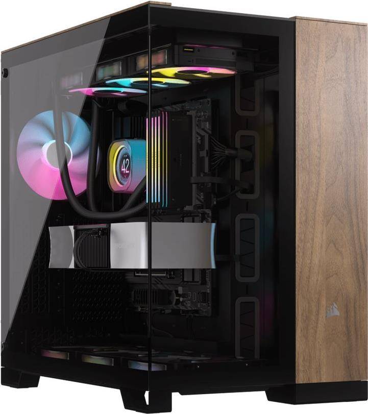 0840006688846 - CORSAIR Geh Midi 6500X (Tempered Glass) Black Walnut Wood