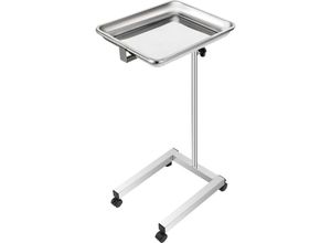 0840281528189 - 82-130 cm Laborwagen Gerätewagen verstellbar Medizintechnik 45 x 35 x 48 cm Servierwagen Edelstahl Laborwagen Tragbar Abräumwagen drei Röhren