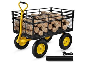 0840281548071 - Vevor - Bollerwagen 635kg belastbar Transportwagen 112x75x425cm Gartenwagen 82cm Grifflänge Gerätewagen 4x 38cm Räder Handwagen 2m Seil Strandwagen