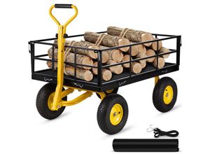 0840281549368 - Vevor - Bollerwagen 112x75x278cm Transportwagen 544kg Belastbar Gartenwagen Stahlrahmen Gummiräder Gerätewagen 82cm Griff Handwagen Gartenkarre 2m