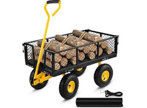 0840281553655 - VEVOR Bollerwagen 408kg Belastbar Gerätewagen Gartenwagen Stahlrahmen Handwagen 82cm Griff Gartenkarre 2m Seil Geeignet für Rasenflächen Höfe Strände